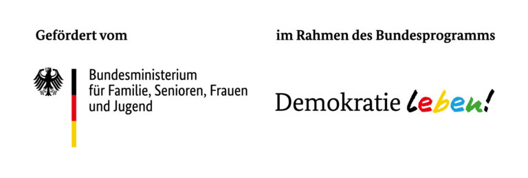 Logo - Nachweis: Gefördert durch das BFSFJ im Rahmen des Bundesprogramms Demokratie leben!